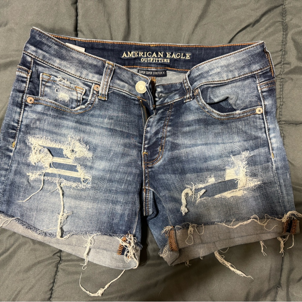 American Eagle Outfitters Distressed Blue Denim Cutoff Shorts